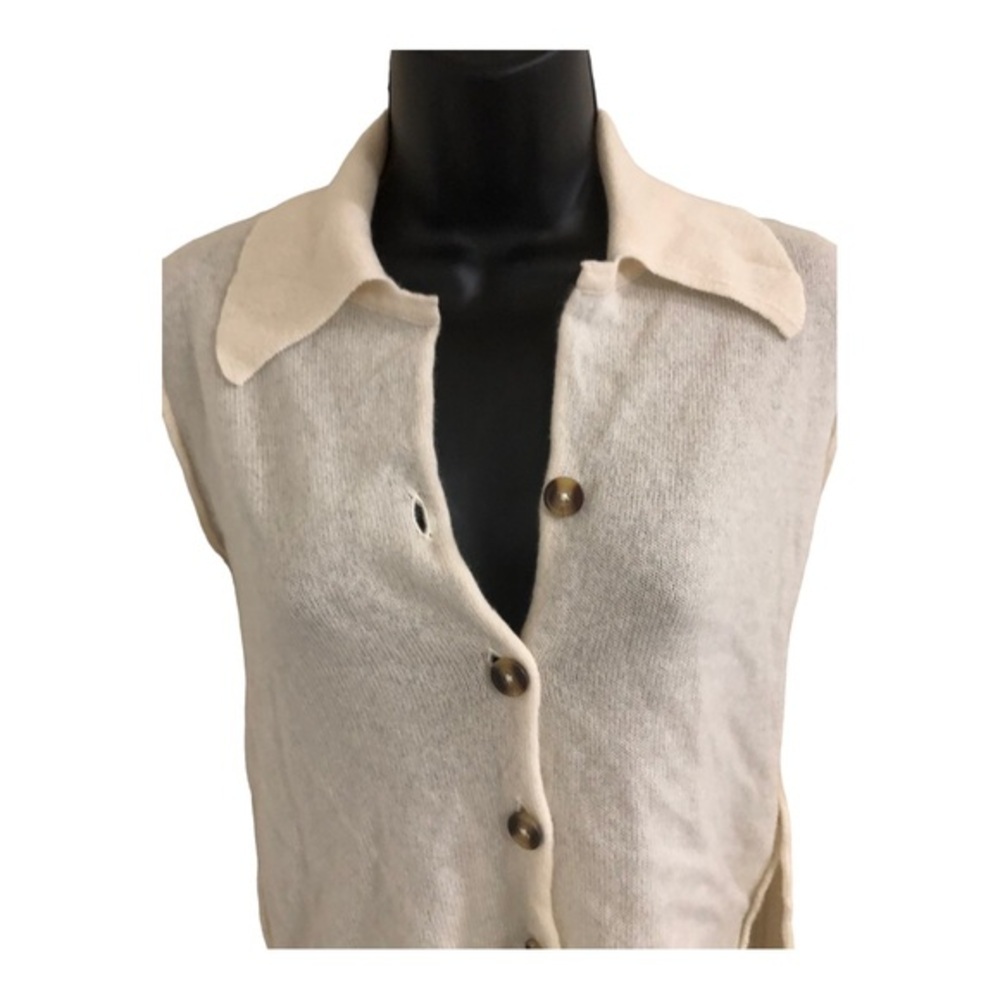 Free People paloma‎ cream 100% cashmere button front grandpa slouchy cardigan XS - Picture 9 of 14